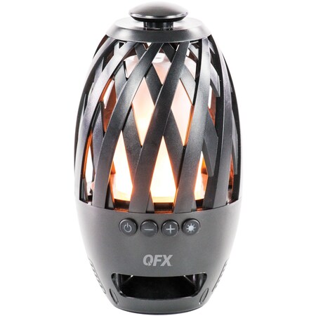 Qfx Flame-LED Water-Resistant Table-Top Speaker BT-350